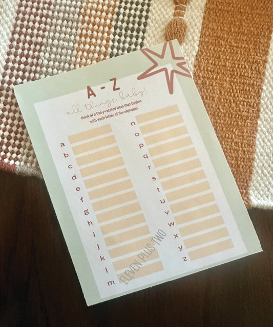 Baby Shower Game - A-Z