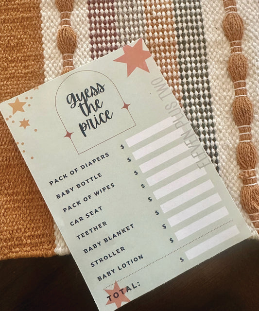 Baby Shower Game - guess the price