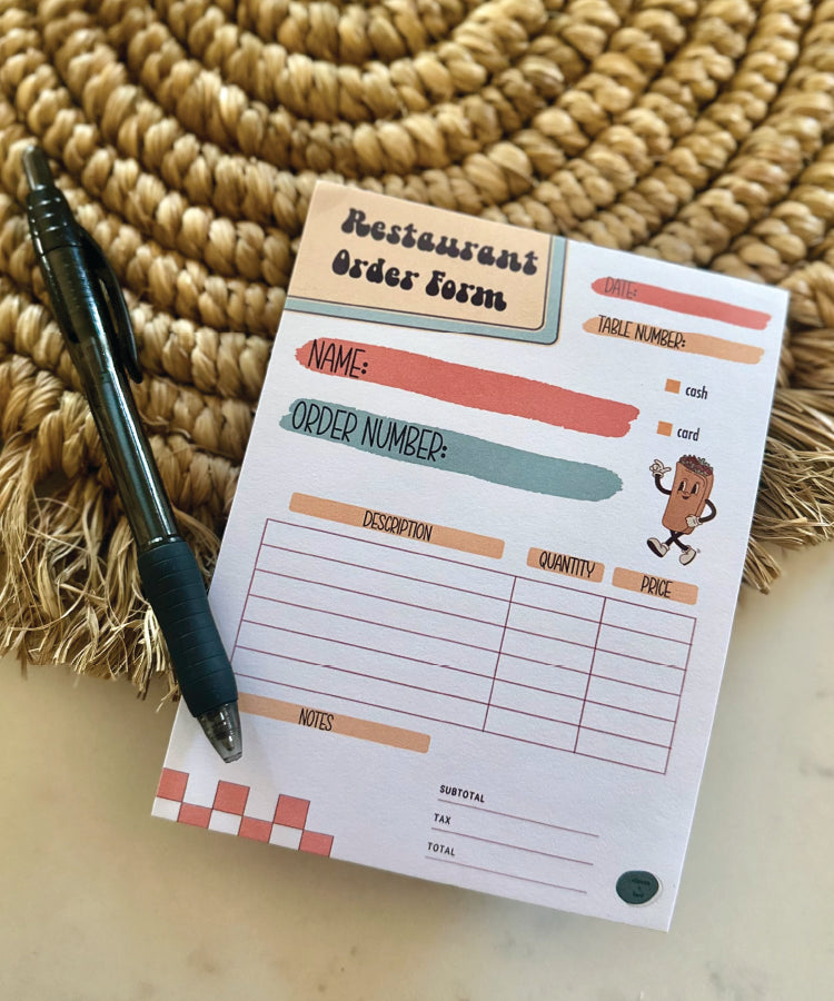 Pretend Play Notepad - restaurant order form