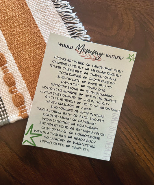 Baby Shower Game - would mommy rather?